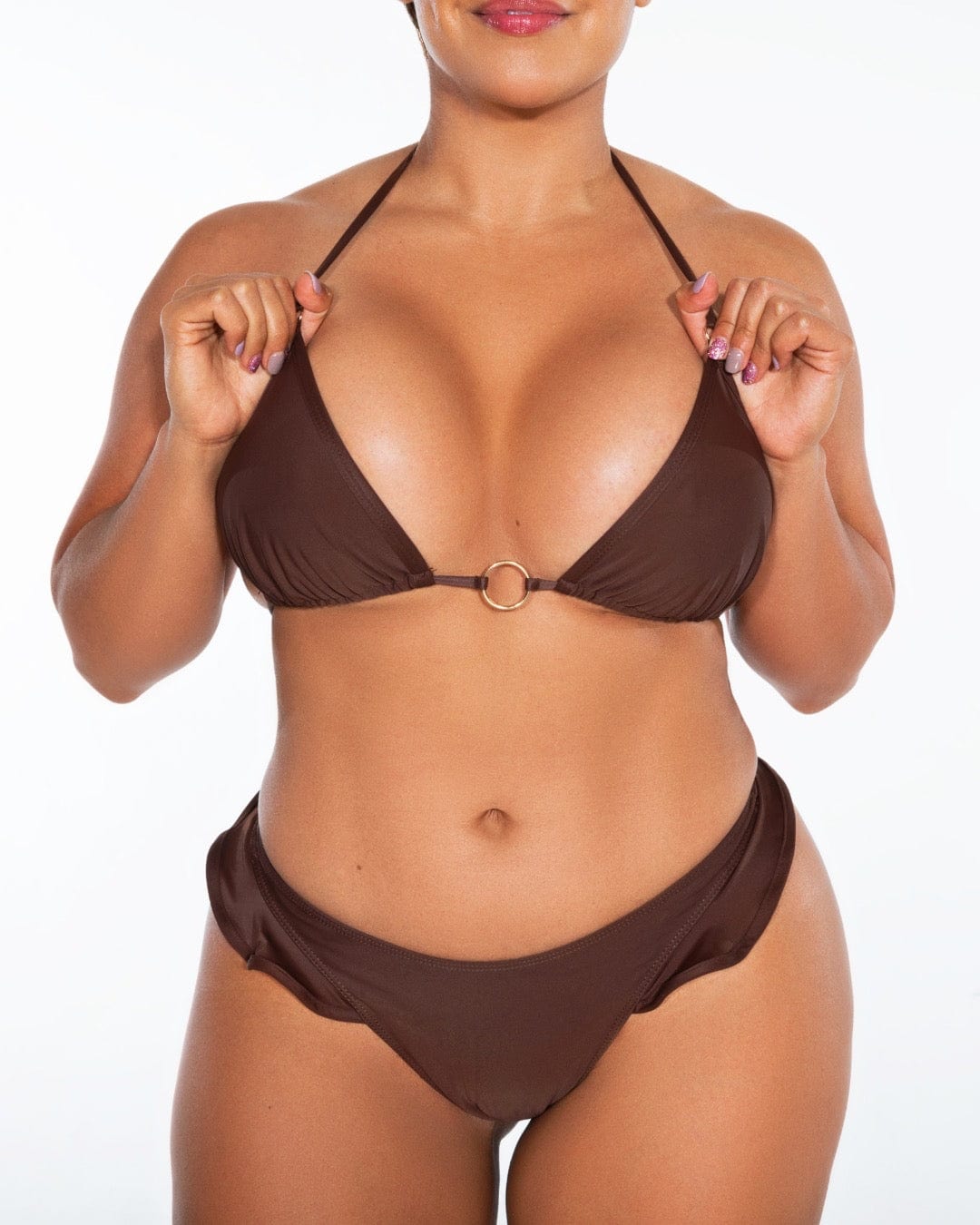 Gold O-Ring Top - Brown